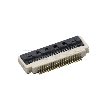 Pitch 0.50mm 90°H2.00mm 前掀盖下接触带蝴蝶扣卧贴 FPC
 20pin 本色 镀半金1U",镍